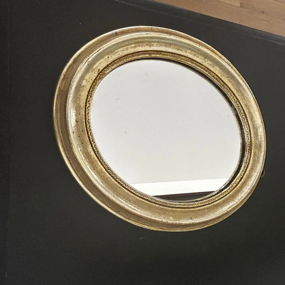 Vintage Borghese Gilt Oval Mirror: Italian Wall Hanging Foyer Decor